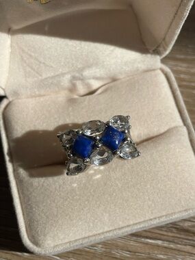 Lapis lazuli and cubic zirconia 925 solid Silver Ring